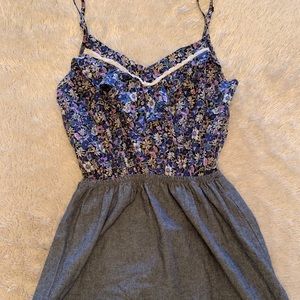 Lush floral spaghetti strap dress with lace